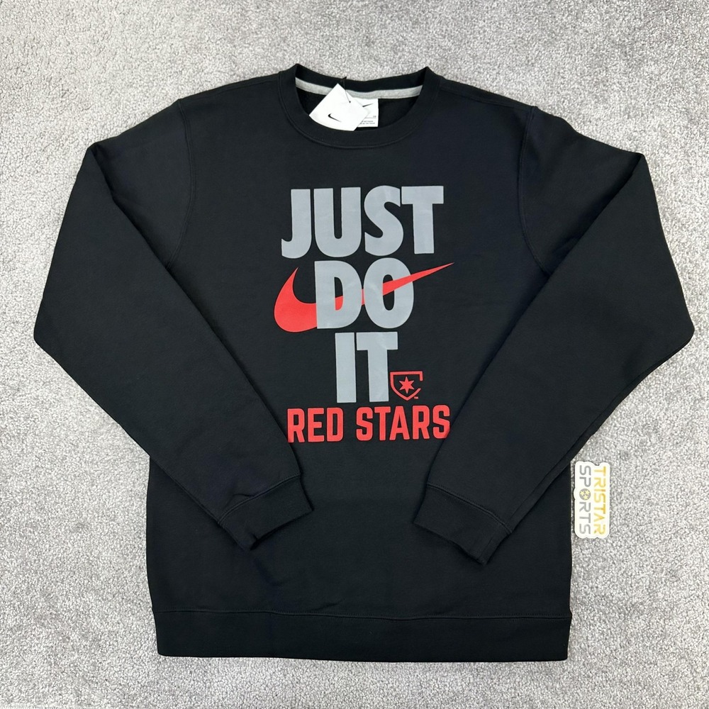 Red Stars FC Sweatshirt Men Small Black Nike Just Do It Fleece Crewneck Pullover